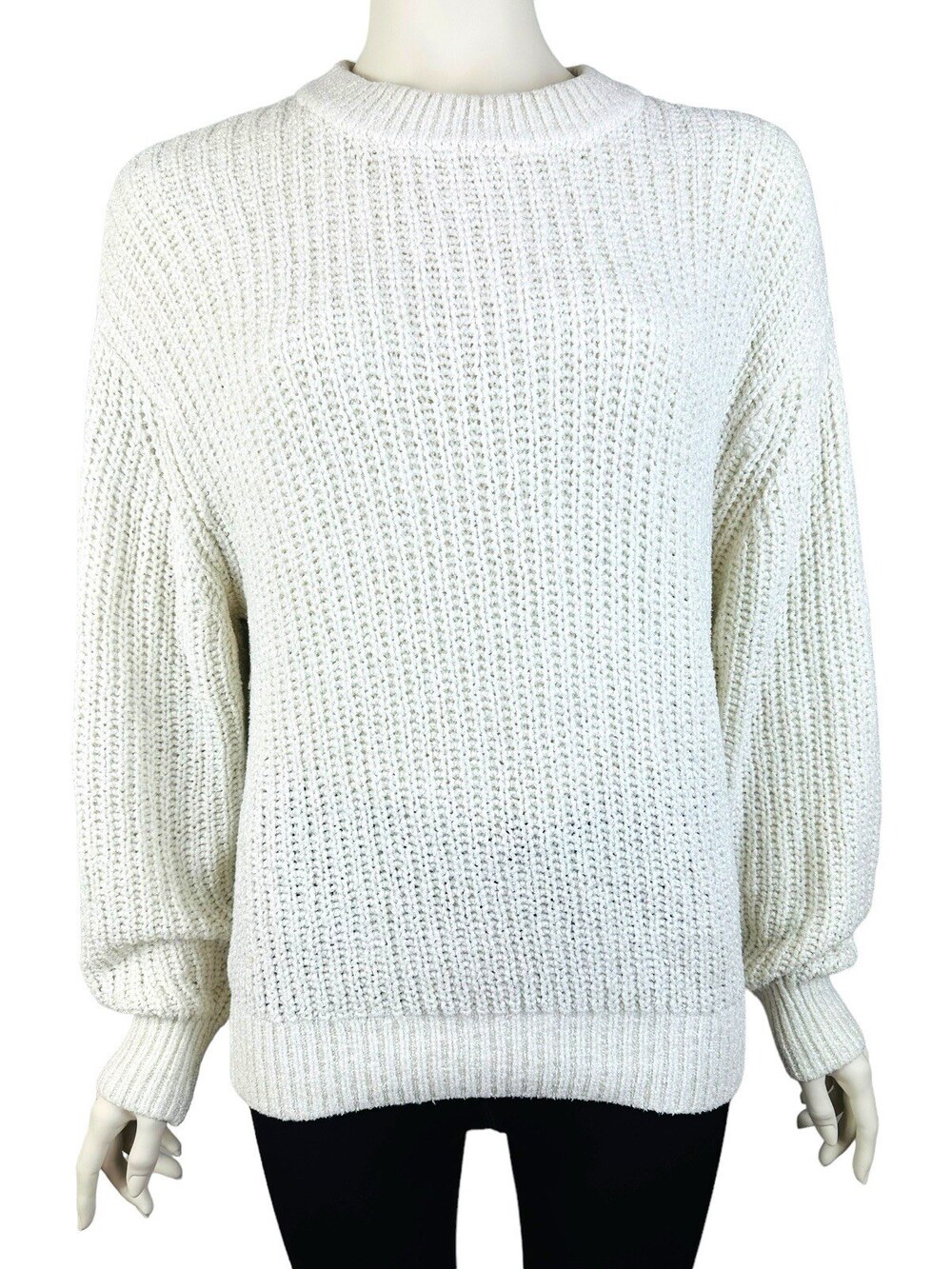 Aritzia Wilfred Free Chenile Sweater Women's Medium Ivory White Chunky Knit